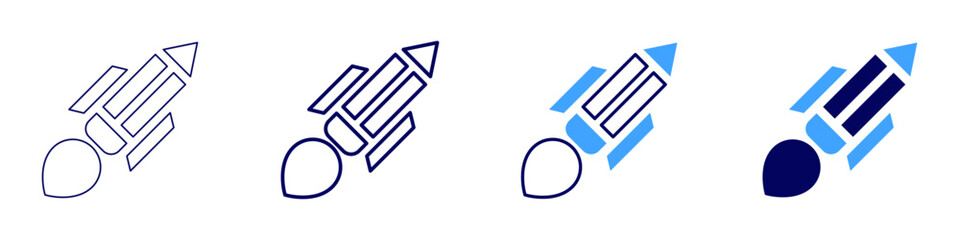 Rocket avionics icon in 4 different styles. Thin Line, Line, Bold, and Bold Line. Duotone style. Editable stroke