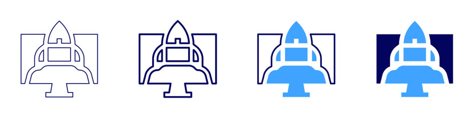Rocket corporations icon in 4 different styles. Thin Line, Line, Bold, and Bold Line. Duotone style. Editable stroke
