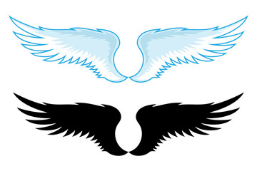 Set of wings icons on white background.