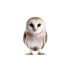 Obraz premium Adorable Barn Owl Isolated on White Background with Detailed Features