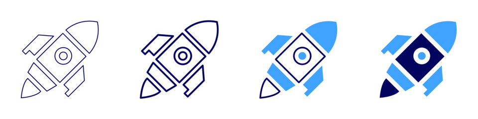 Rocket education icon in 4 different styles. Thin Line, Line, Bold, and Bold Line. Duotone style. Editable stroke