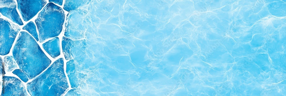 Poster light blue swimming pool with ice patterns - a serene light blue swimming pool with intricate ice pa