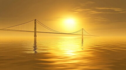 Obraz premium Golden Sunset over Bridge