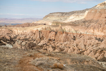 Rock formations of the Red Valley (Valley of Roses), Cappadocia, Turkey 