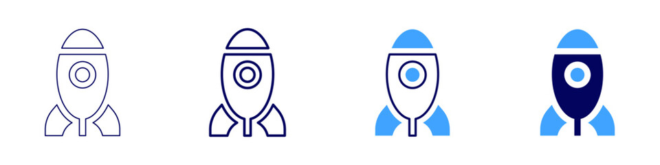 Rocket integration icon in 4 different styles. Thin Line, Line, Bold, and Bold Line. Duotone style. Editable stroke