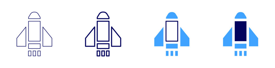 Rocket manufacturing icon in 4 different styles. Thin Line, Line, Bold, and Bold Line. Duotone style. Editable stroke