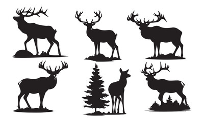 deer silhouette set