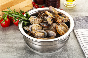 Raw vongole clams for cooking