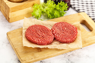Raw beef  burger cutlet for grill