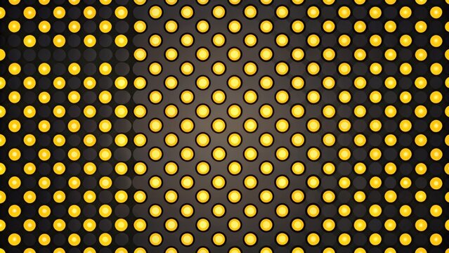 A diagonal pattern of yellow circles on a dark gray background, creating a repeating and captivating visual effect.