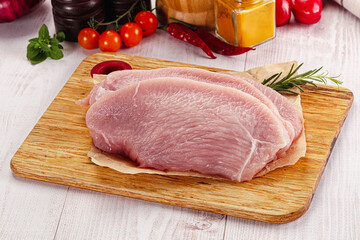 Raw uncooked turkey fillet steak