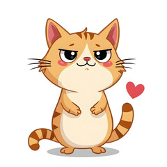 Adorable Cartoon Orange Tabby Cat Illustration Cute Kawaii Anime Style Pet Graphic Design Element