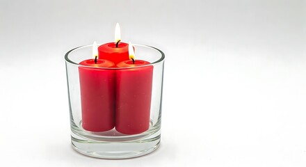 Candle image of pettern with glass candle white and red candles.