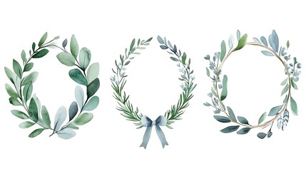 Three Watercolor Floral Wreaths