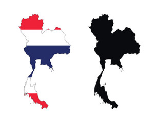 Fototapeta premium Thailand Map vector icon. Map of Thailand in Flag colors.