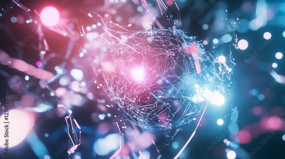 Aufkleber abstract digital rendering of a complex network structure with pink and blue lighting