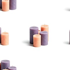 Candle image of pettern with glass candle white and red candles.