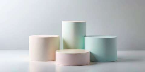 Abstract Minimalist Cylindrical Display for Product Presentation with Soft Pastel Colors