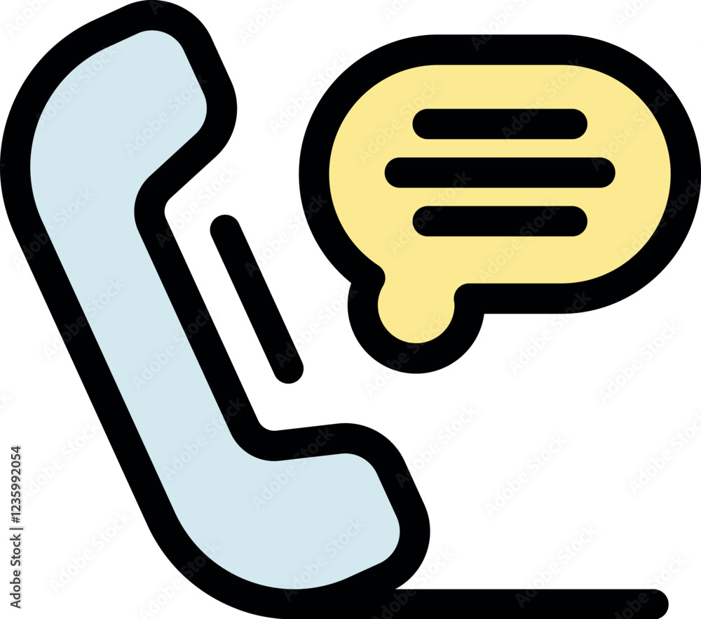Poster simple icon of a phone handset with speech bubble, representing ongoing call or active communication