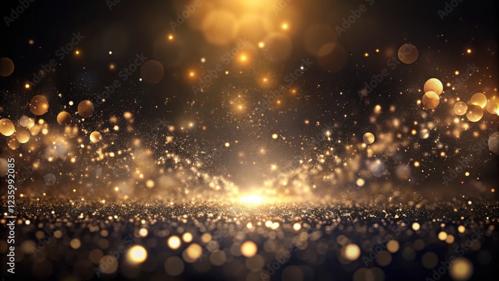 Aufkleber sparkling golden glitter with blurred lights and depth of field