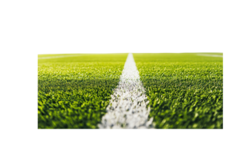 A detailed macro shot of synthetic turf blades, arranged uniformly with a natural grass appearance for football field use.