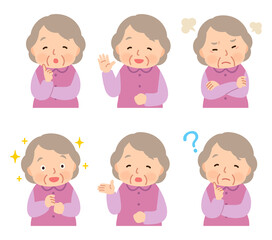 高齢女性　表情ポーズ　シニア　高齢者　後期高齢者