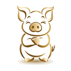 Friendly cartoon pig with a joyful expression and cute features