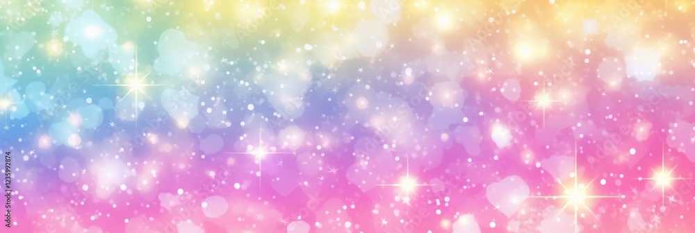 Aufkleber vibrant rainbow background with soft bokeh effect and sparkling light particles for creative designs