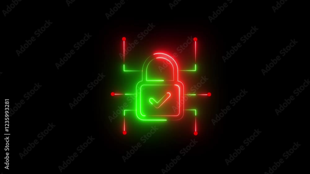Poster digital neon data network protection, future technology digital data network connection background c