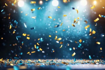 Stage confetti celebration, spotlight, awards
