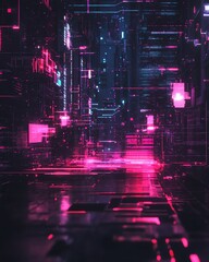 Obraz premium Futuristic neon circuit design background.