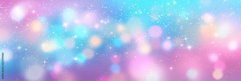 Poster soft pastel rainbow background with bokeh effect and subtle glittering sparks for creative design us