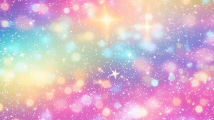 Pastel Rainbow Background with Glittering Bokeh Effect and Sparkles for Magical and Dreamy Designs