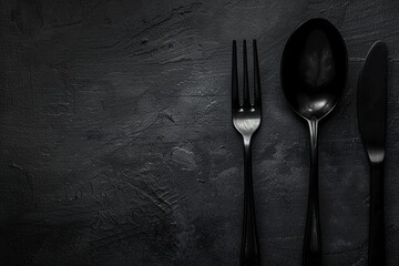 A Spoon and Fork in the Dark Background