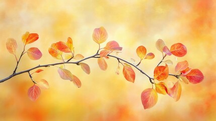Fototapeta premium autumn branch with colorful leaves