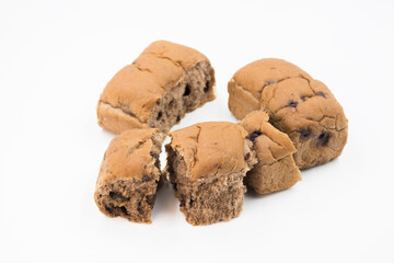 Japanese milk bread on white background, Loaf of bread on white background, White bread made from rye and wheat flour coarse grinding