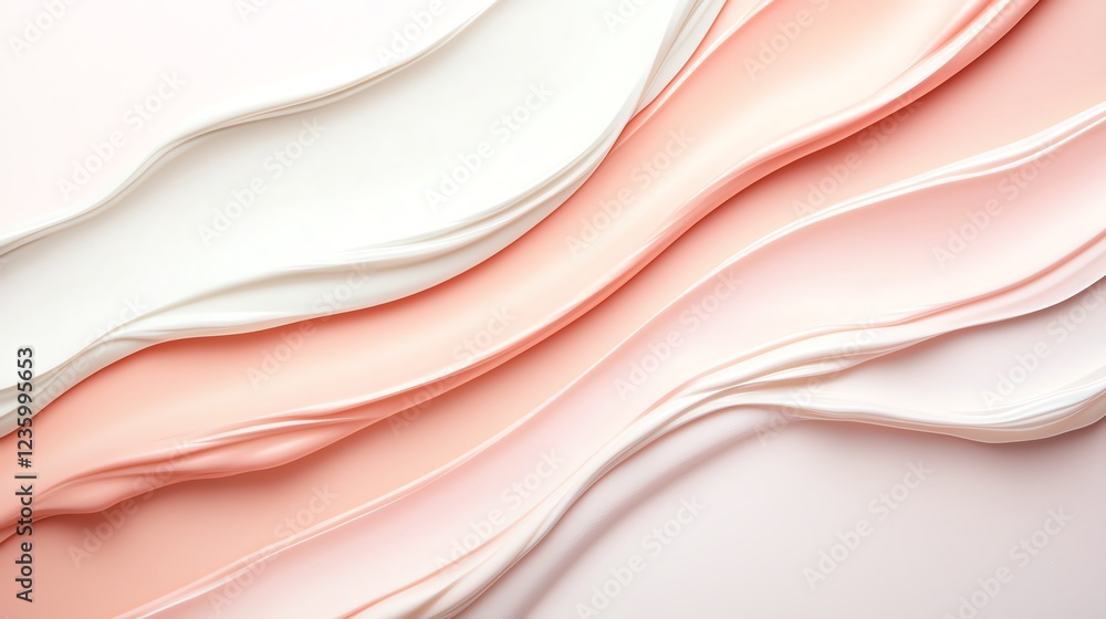 Poster abstract wavy layers in soft pinks and whites create a gentle, calming visual. perfect for backgroun