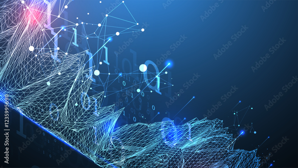 Poster Big Data. Abstract digital futuristic vector illustration on technology background. Data mining and management concept. Hand drawn art.