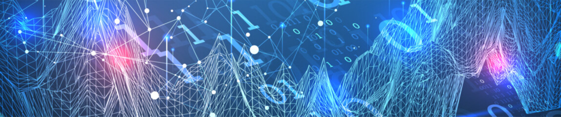 Big Data. Abstract digital futuristic vector illustration on technology background. Data mining and management concept. Hand drawn art.