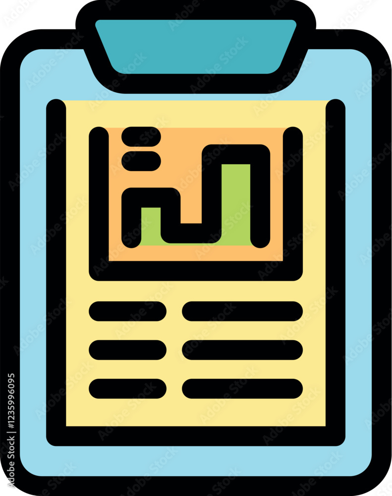 Poster clipboard displaying a growth chart and data analysis report, symbolizing business performance track
