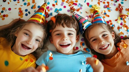 Happy birthday vector transparent background, colorful happy birthday border frame with confetti,