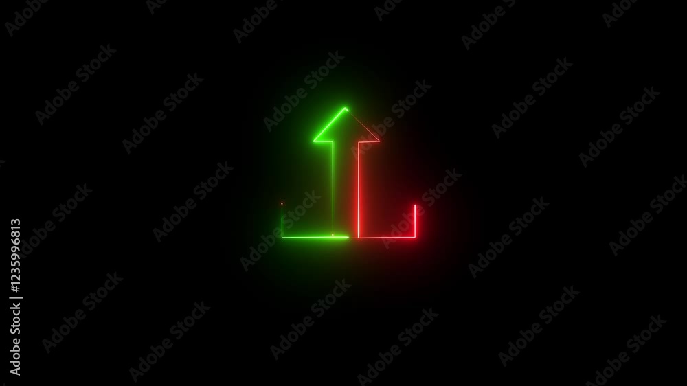 Poster abstract direction neon arrow sign icon animation arrow animation black background 4k animation icon