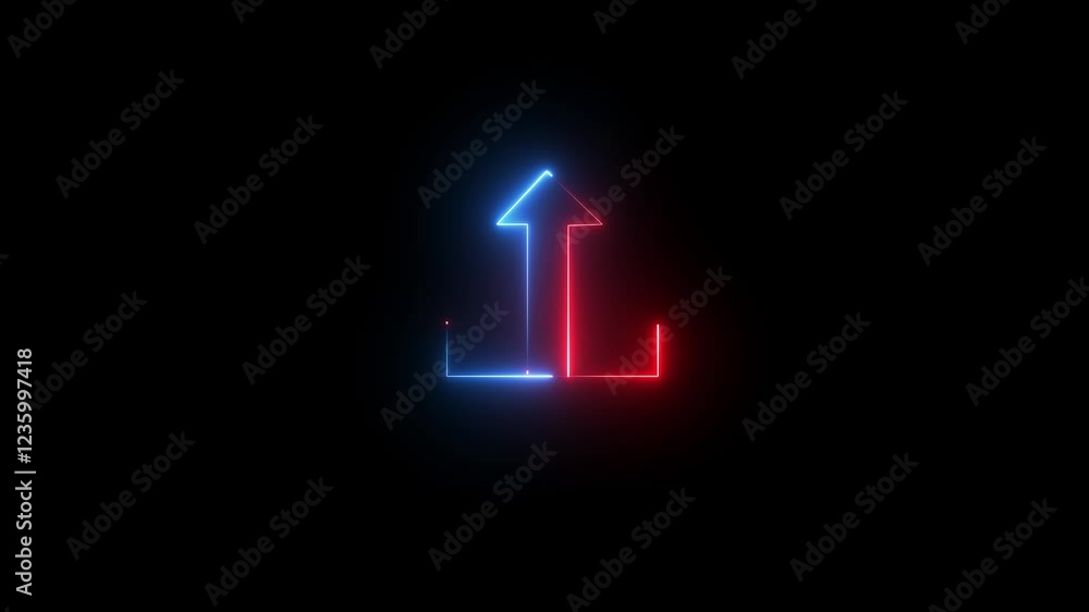 Poster abstract direction neon arrow sign icon animation arrow animation black background 4k animation icon