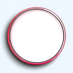 Empty Round Plate with Glossy White Surface and Red Rim Design