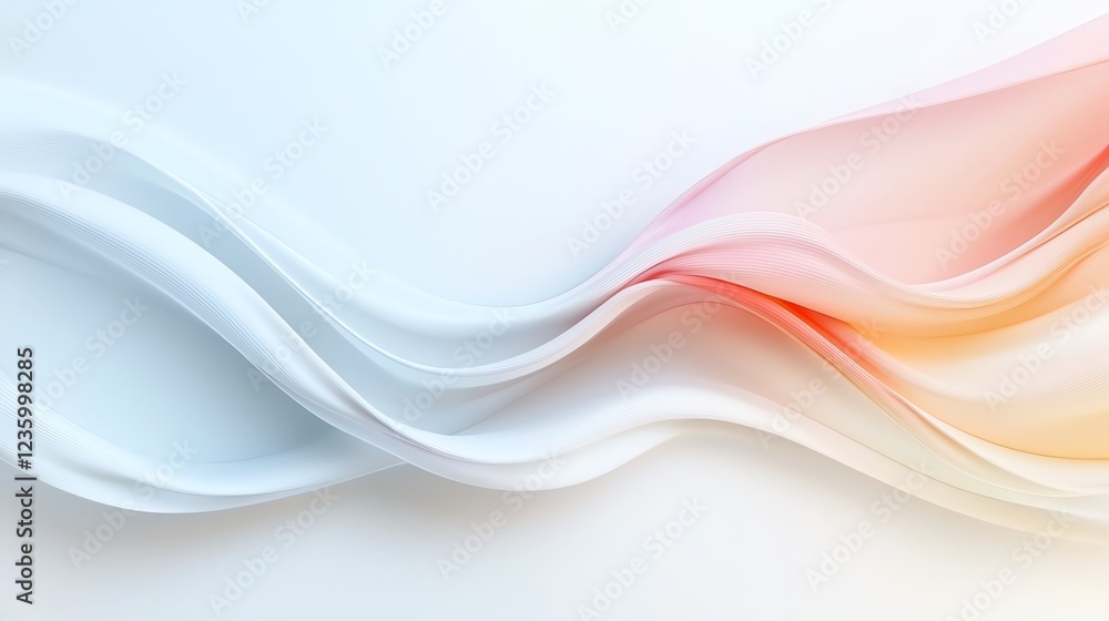 Poster abstract flowing waves in soft pastel colors, creating a serene and artistic background for creative