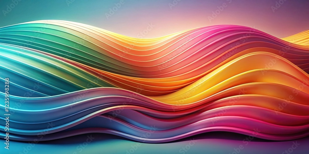 Poster abstract colorful wavy lines, a pleasing visual display of smooth curvature and gradient hues