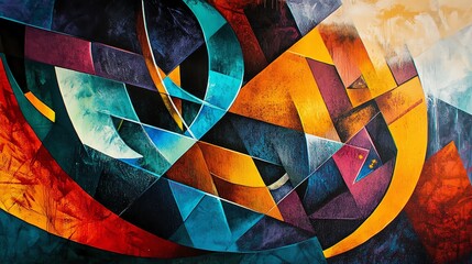 Fototapeta premium Vibrant abstract geometric art composition.