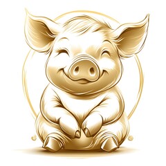Happy Cartoon Pig Character Smiling with Joy in Playful Style
