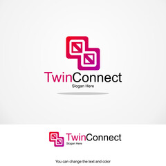 Twin Connect Logo Template Design Vector