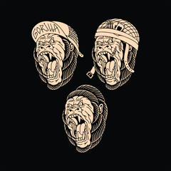 gorilla traditional tattoo vector design